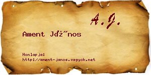 Ament János névjegykártya